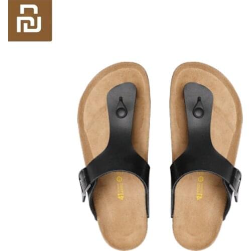 New youpin Aishoes men Classic pinch cork Sand drag Comfortable Summer Slippers Anti-slip Beach Sand Flat Heel Sandals home