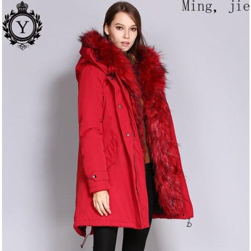 2020 New Coat Women Winter Big Fur Collar Hooded Thick Warm Mid-length Down Padded Jacket Luxurious Bubble Jacket