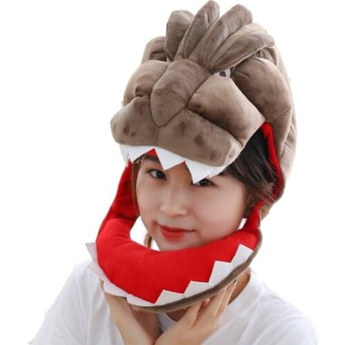Plush Fun Cartoon Dinosaur Hat Unisex Costume Hats Christmas Gift Soft Cozy Cap Headwear Party Birthday Photo Props