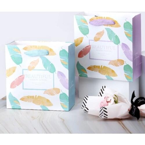 10pcs Natual Feathers Paper Gift Bags Storage Bag for Party Birthday Gift