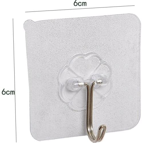 5Pcs Transparent Hangers Waterproof Strong Self Adhesive Hooks Bathroom Kitchen Storage Holders Door Hooks for Keys Towels