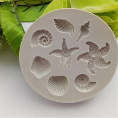 Cake Decoration Tools Diy Sea Creatures Conch Starfish Shell Fondant Cake Candy Silicone Molds Creative Diy Chocolate Mold