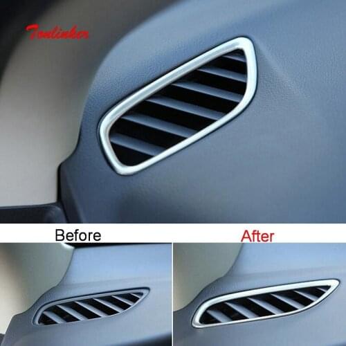 Tonlinker Interior Dashboard Small Outlet stickers for Mitsubishi Outlander 2013-19 Car Styling 2 Pcs Stainless Steel Covers