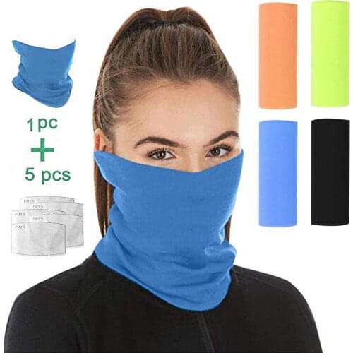 Outdoor Men Women Dustproof Face Cover Neck Gaiter Scarf Headband with Filter Face Cover Neck Gaiter Scarf Headband Headband