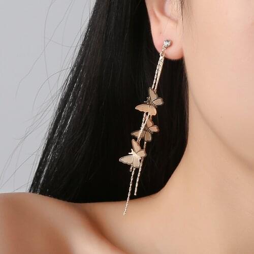 Vintage Long Tassels Butterfly Drop Earrings For Women Gold Bohemian Earrings 2020 Brincos Female Fashion Jewelry