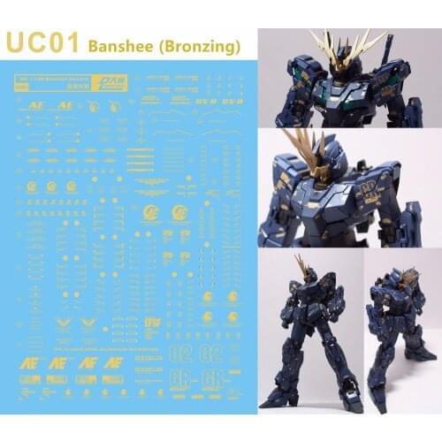 D.L high quality Bronzing Decal water paste For Bandai MG 1/100 RX-0 Unicorn Gundam 02 Banshee UC01 DL014