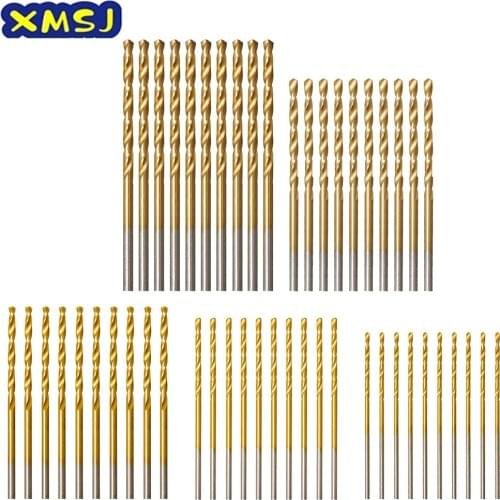 50Pcs HSS High Speed Steel Drill Bits Set Titanium Coated Drill Bits Tool High Quality Power Tools 1/1.5/2/2.5/3mm
