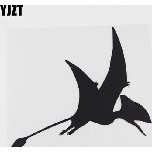 YJZT 15.4CMX13.3CM Cartoon Pterodactyl fly Dinosaur Vinyl Car Sticker Black/Silver 8A-0087