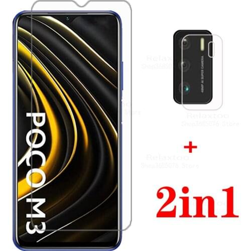 2-in-1 glass poco m3 camera lens screen protector for xiaomi poco m3 m 3 case pocophone m3 pocom3 smartphone protective cover