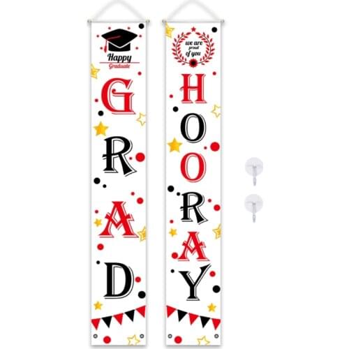 1 Pair 2021 Graduation Party Decorations Hanging Flag Banners Sign Door Curtain Couplet for Classroom 449E