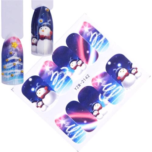 YWK 1 PC Christmas Snowman/Santa Water Transfer Nail Art Sticker Decal Slider Manicure Wraps Tool Tips
