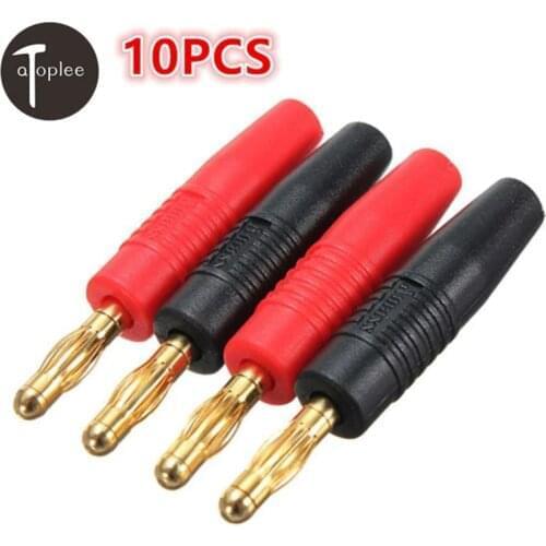 10PCS 3mm Plug Gold Plated Musical Speaker Cable Wire Pin Banana Plug Connector Red&Black Lantern-type Welding Plug