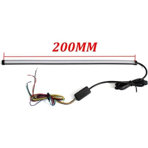 20CM DC 12-24V Motorcycle Sequential LED Turn Signal Light Taillights Strip Motorcycle Red Amber LED Light Strip Car Accessories