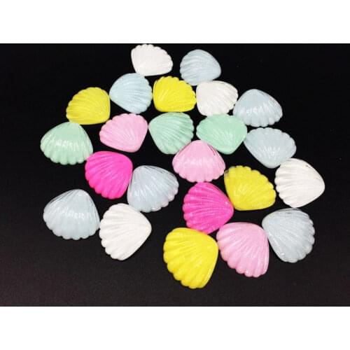 25pcs Handmade Glitter Shell Resin Decoration Glitter mix different colors Cabochon Rainbow Shell flatback resin cabochon