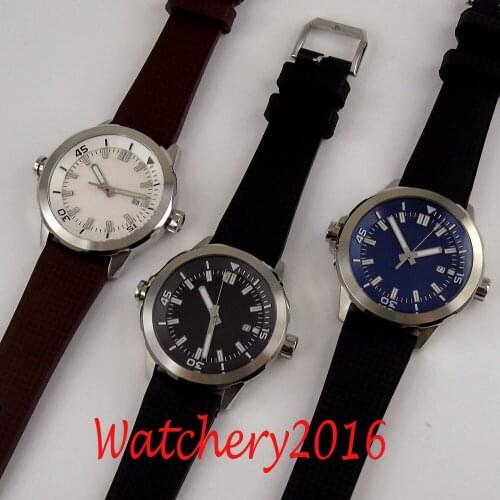 45mm Sterile Dial Rotating Sapphire Date Luminous Automatic Movement mens Watch