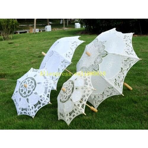 5pcs/lot Fast Shipping Newest Big & Small Elegant lace parasols Bridal Wedding umbrella 2 colors available