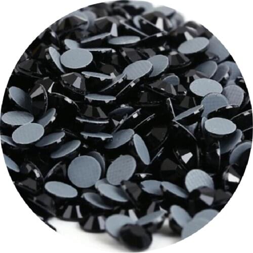 AAAAA Quality Flatback black Hot Fix Rhinestones Glass Strass Hotfix Iron On Rhinestones for clothes wedding decoration