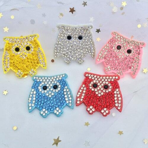10pcs Owl Rhinestone Appliques for Clothing Hot Diamond Hair Clip Accessories
