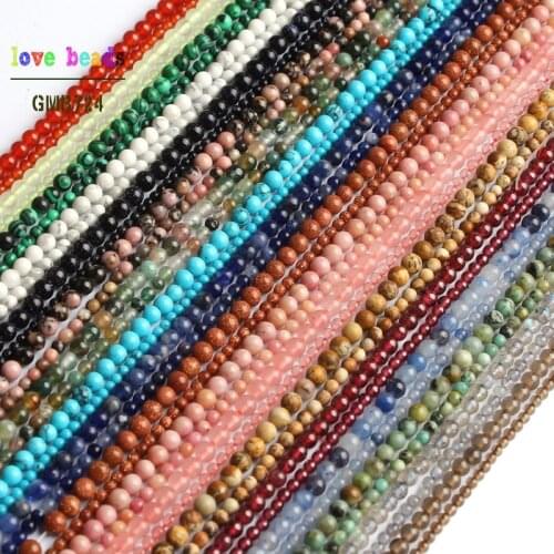 2mm 3mm Natural Stone Beads Tiger Eye Labradorite Agates Round Beads for Jewelry Making DIY Bracelet 15'' Strands