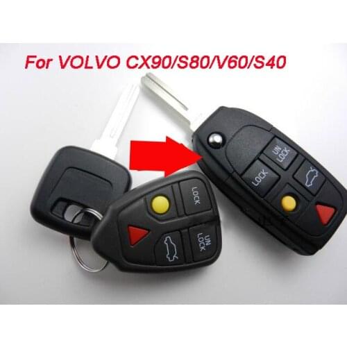 5PCS/lot For Volvo XC90 S80 V60 S40 Modified Replacement Flip Folding Remote Key Shell Case 5 Buttons Fob Key Cover