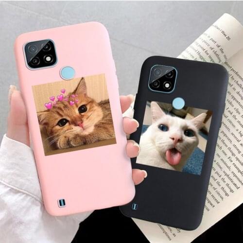 Soft Silicone Phone Case For Realme C21 C11 C15 C17 C12 V3 V5 X50 X7 XT X2 Pro Protective Candy Cute Cat Matte Back Cover C 21