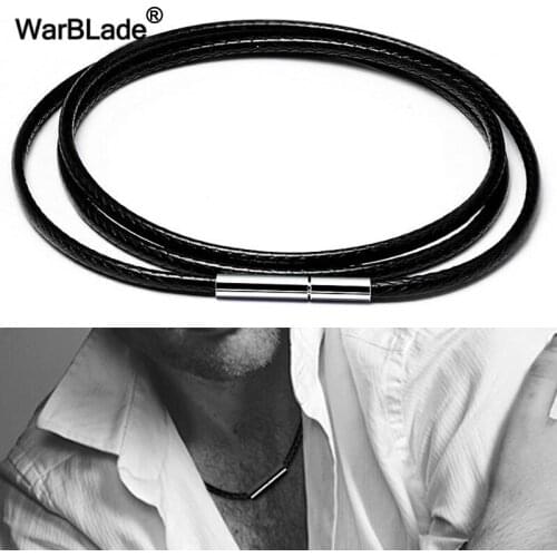 3pcs/lot Leather Cord Black Necklace Cord Wax Rope Chain With Stainless Steel Rotary Buckle For DIY Necklace Jewelry Making 1-3m
