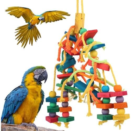 Wooden Parrot Rope Toy Colorful Wood Ladder for Bird Swing Stand Budgie Parakeet Cage Parrot Chew Toys accessories
