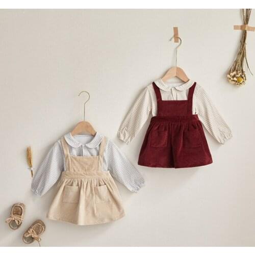 2021 childrens clothing spring and autumn new girl dress baby sling skirt baby Korean style corduroy skirt