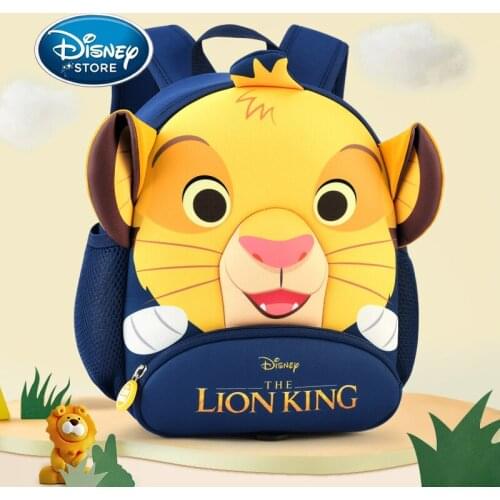 Disney 2-5 Years Old Children Schoolbag 3D Cartoon The Lion King Simba Kindergarten Boys Anti-Lost Backpack Cute Baby Backpacks