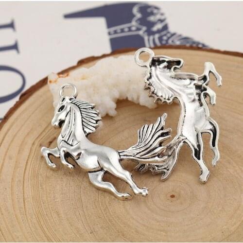 DoreenBeads Fashion Zinc Based Alloy Pendants Horse Animal Silver Color Color DIY Charms 43mm x 43mm, 1 Packet ( 8 PCs/Set)