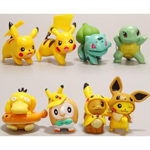 8PC/Set 4-5CM Cosplay Pikachu Squirtle bulbasaur PVC Figures Home Car Cake Decoration Toy Kids Collection Gift Toy