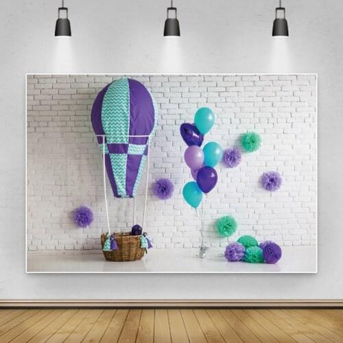 Laeacco Brick Wall Happy 1st Birthday Backdrops For Baby Shower Party Balloon Custome Portrait Photography Backgrounds Photozone
