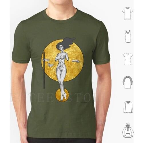 Spiritual In Grey And Gold T Shirt Men Cotton 6xl Spiritual Womens Abstract Surreal Gold Wiccan Third Eye Sexy Goddess Portrait