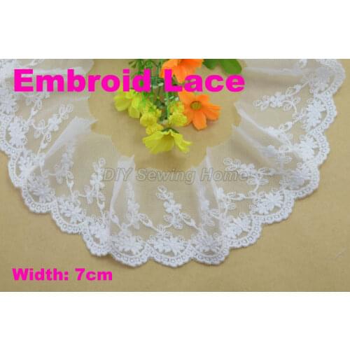 7cm width Cotton embroid lace sewing ribbon guipure trim or fabric warp knitting DIY Garment Accessories free shipping#3325