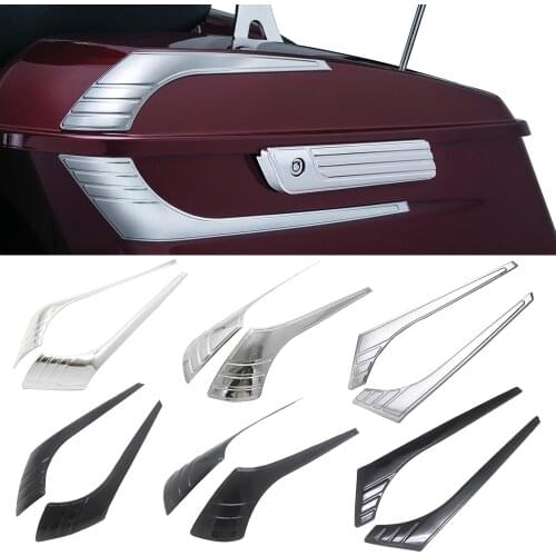 Chrome And Black Tri-Line Saddlebag Lid Accents FOR HARLEY Electra Road Street Glides Road Kings 2014-2020