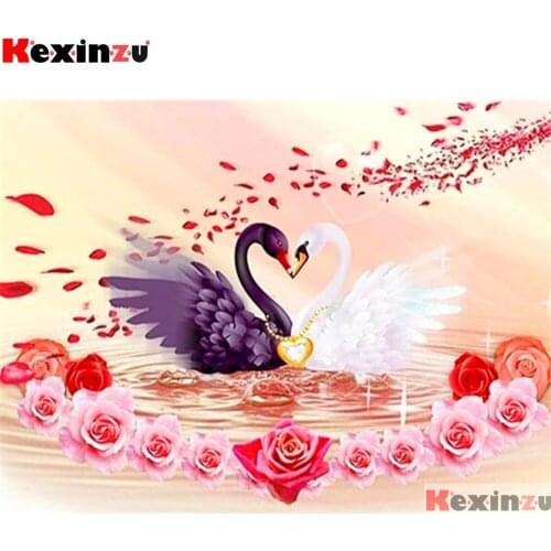 Full Square/Round 5d Diamond Painting-Rose swan-3d Embroidery Cross Stitch Diamond Mosaic Full Picture Of Rhinestone Decor-Y0032