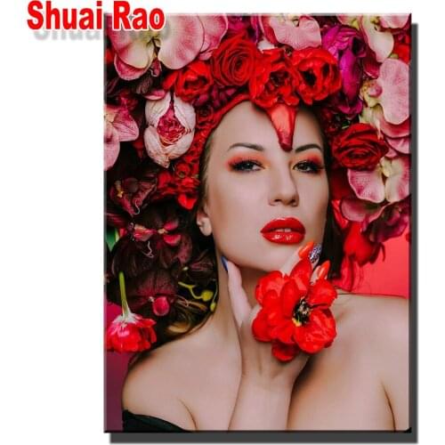 Pink Rose Woman picture 5d DIY Diamond Painting stitch mosaic full square round diamond embroidery icon decor Exquisite Gift