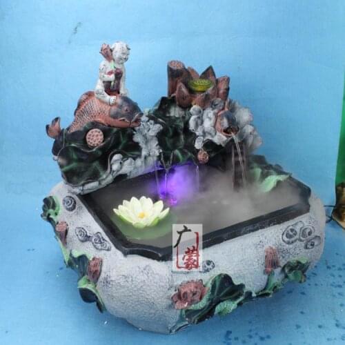 Chinese ancient lotus goldfish water fountain landscape decoration feng shui ornaments May there be surpluses every year. Home F