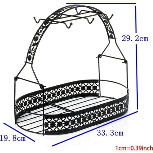 Basket Holder, Wrought Iron Coffee Mug Cup Holder Dishes Organizer Basket for Co B0KB