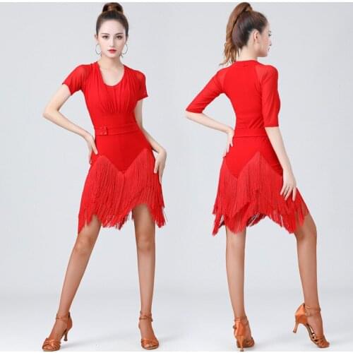 Summer Professional Tassel Latin Dance Dress for Women Female Adult Sexy Cha-cha Dance Dress New Training Clothes Rumba