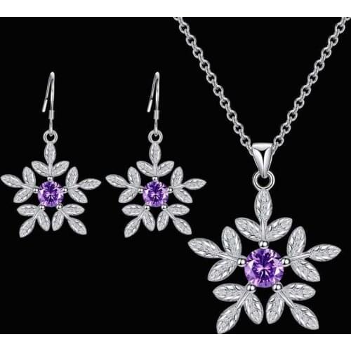 Trendy Necklace Earrings Stud Crystal Snowflake Chain Gift Multicolor Fashion Womens Gift
