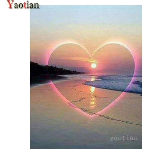 Sunset Love Beach Ocean Diamond Painting 5D Full Square Drill Diy Diamond Embroidery Mosaic Cross Stitch Kit Handicraft Decor