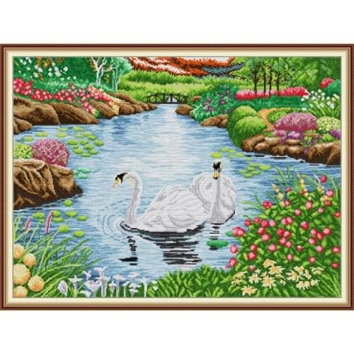 Swan lake 3 cross stitch kit aida 14ct 11ct count printed canvas stitches embroidery DIY handmade needlework