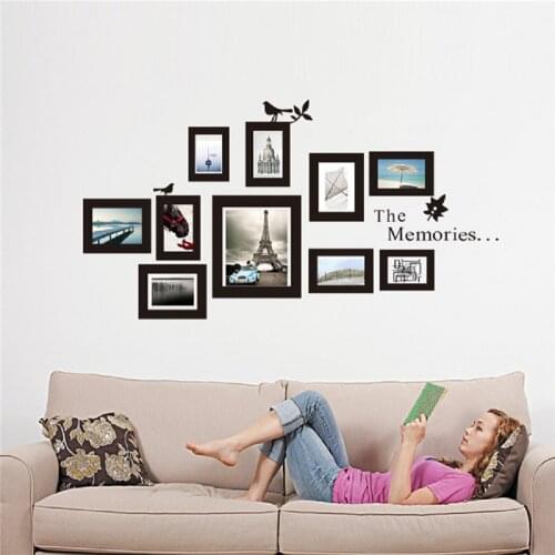 DIY Wall Sticker "THE MEMORIES" Photo Frame Vinyl Wall Decals Removable Stickers Mural for Living Room Bedroom Home Decor