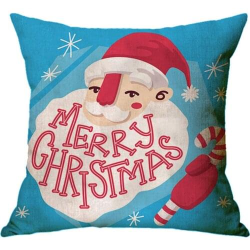 45X45CM Cotton Linen Pillow Covers Sofa Cushions Pillowcases Cartoon Santa Claus Printed Christma Home Decor Cushion Cover