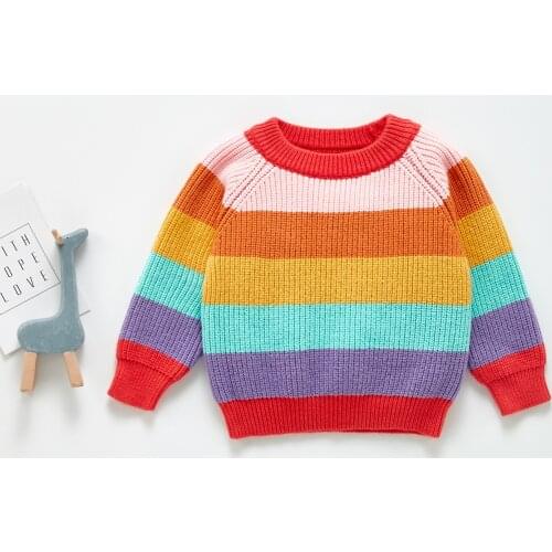 New Baby Sweaters Toddler Kid Baby Boy Girl Tops Long Sleeve Striped Knitted Pullovers Autumn Winter Fashion Sweater DT487