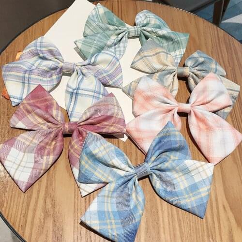 New fashion Popular Cloth striped plaid big bow Hair ring hairpin Spring clip Barrettes Women girls hair accessoriesr Headwear