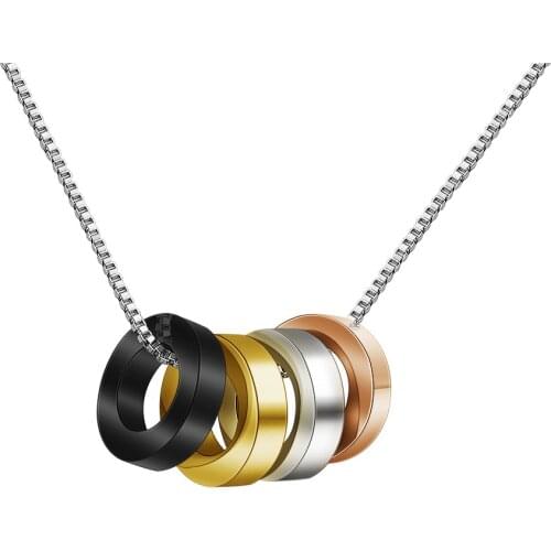 KJ38R Personalized Necklace for Men, Mens Engraved Bead Name Necklace on Box Chain Custom Jewelry Gift Up to 6 'family' Bead