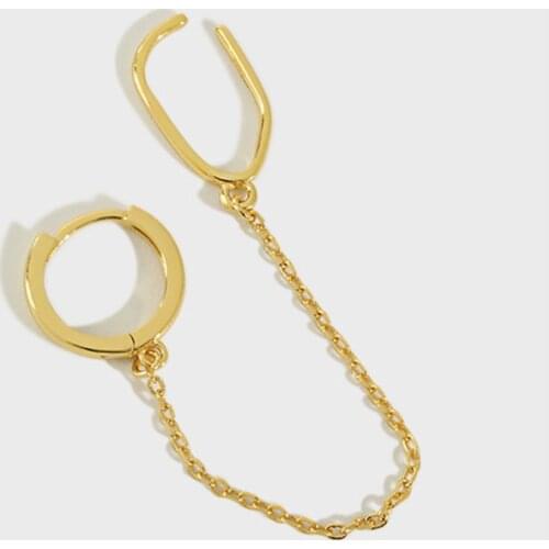 Flyleaf Geometric Square Circle Chain Gold Tassel Drop Earrings For Women Real 925 Sterling Silver Fine Earings Fashion Jewelry