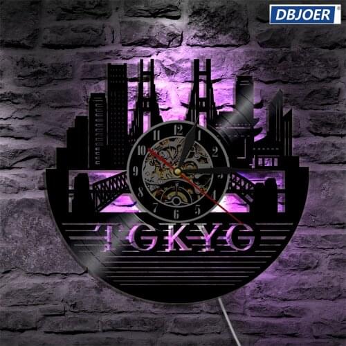 TOKYO City LED Vinyl Clock Light Color Change Wall Light Remote Controller LP Modern Backlight Cool Living Room Interior